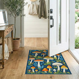 Boho Chic Multi-color and Patterns Whimsical Mushroom Meadow Area Rug
