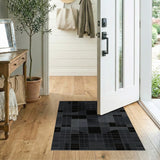Modern Geometric Black White Abstract Rug