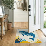 Multi-color and Patterns Playful Blue Whale Ocean Kids Area Rug