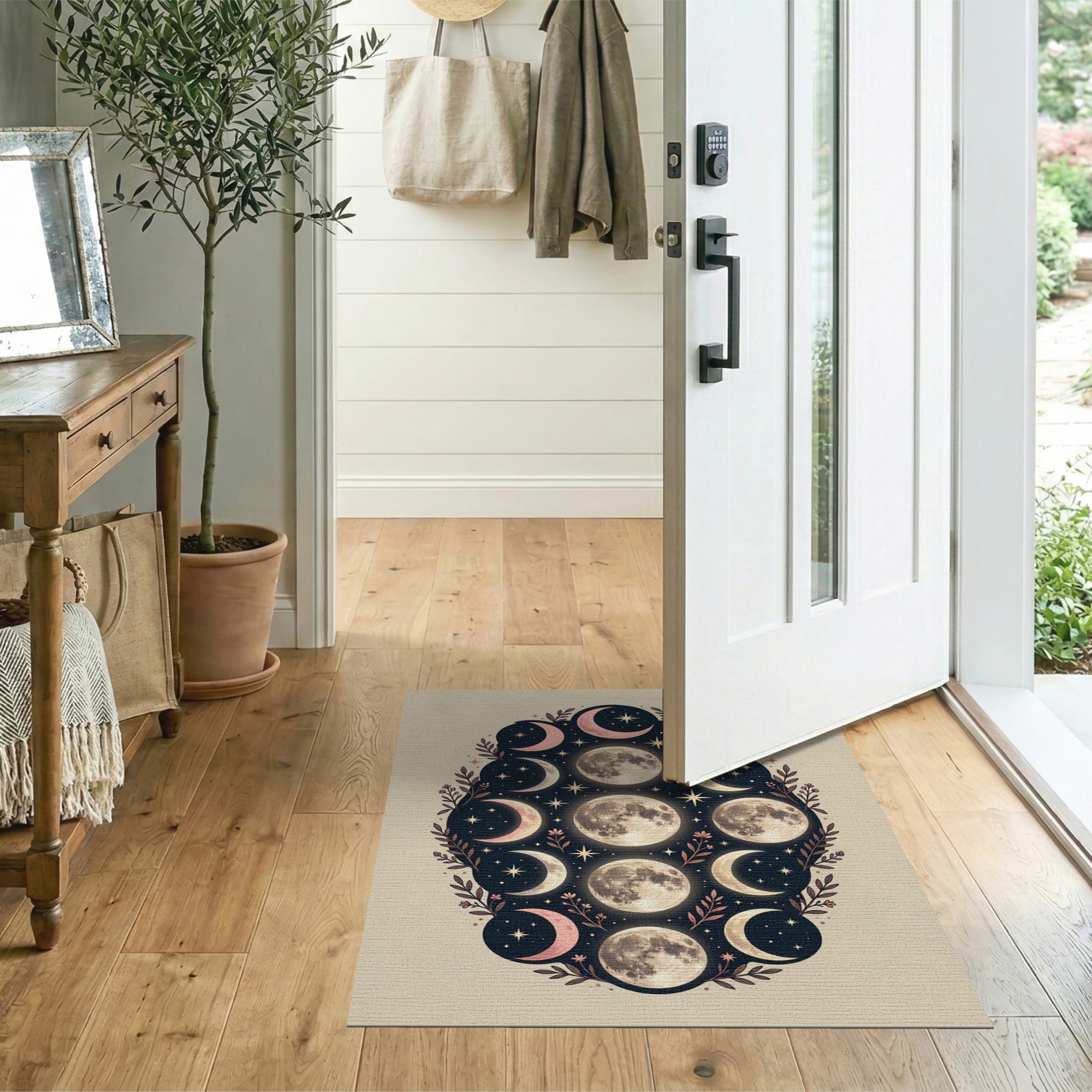 Moon Phases Mandala Boho Area Rug