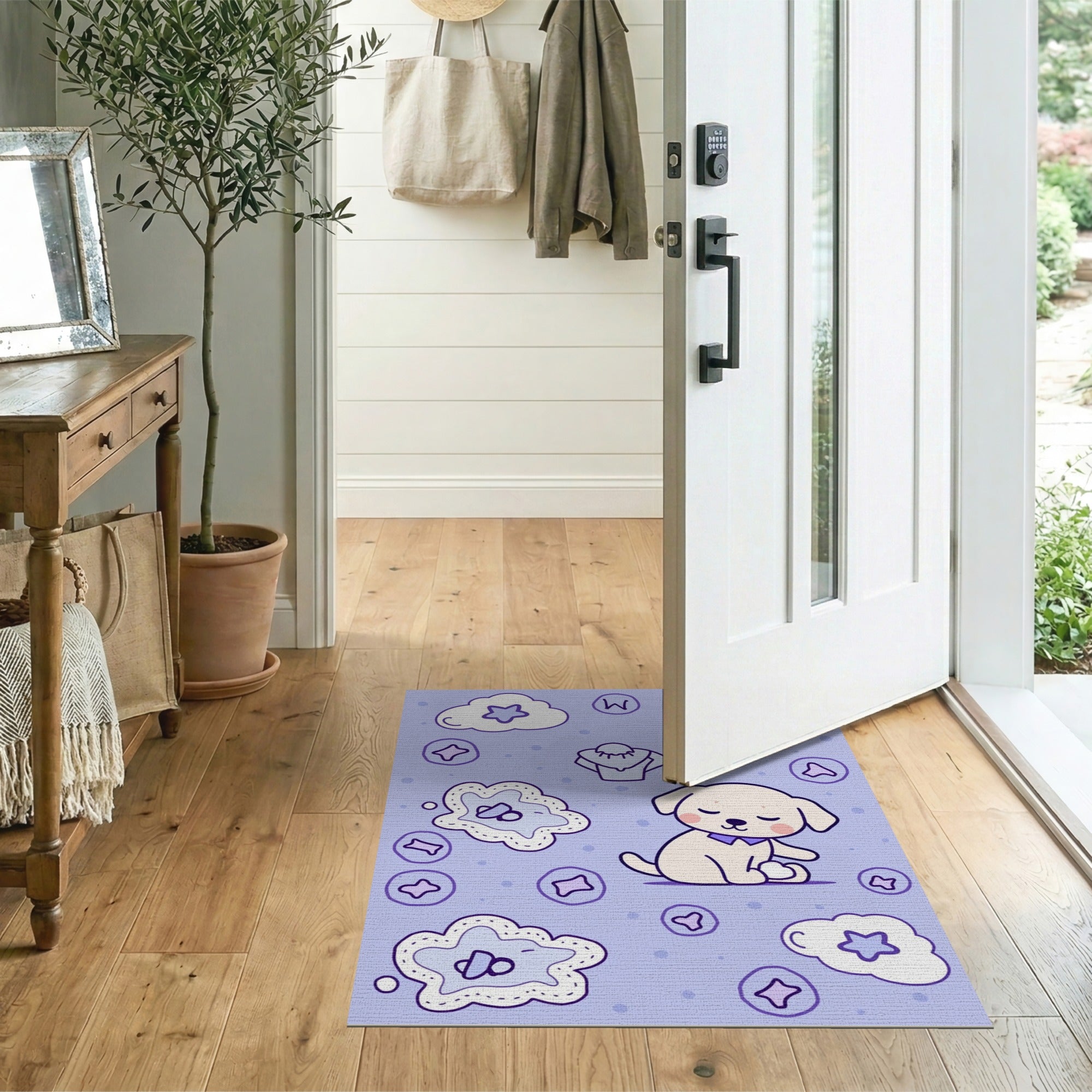 Cute Sleepy Puppy Dream Washable Area Rug