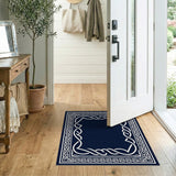 Navy Blue Celtic Knot Border Area Rug