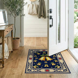 Golden Bells and Holly Festive Christmas Rug