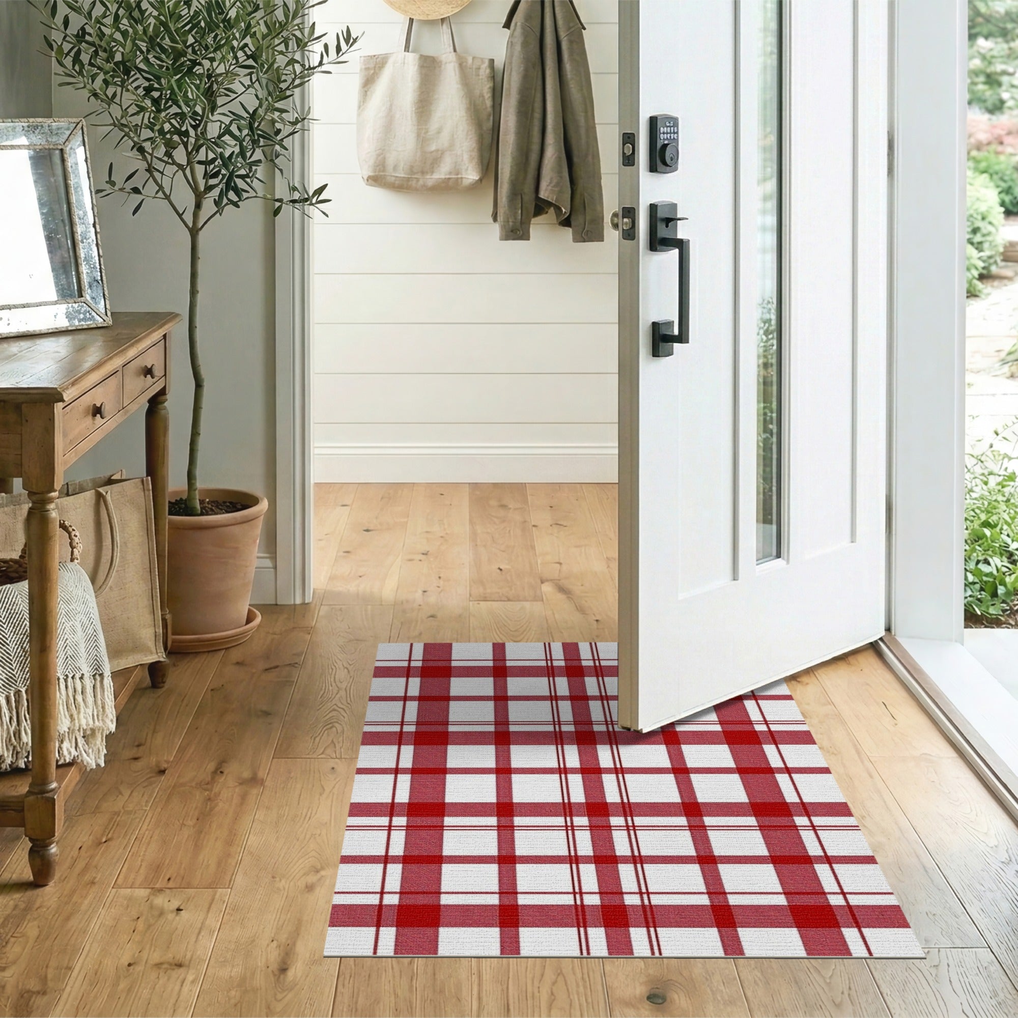 Red Bold Red Plaid Area Rug