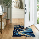 Geometric Blue Teal Coastal Cliffs Rug