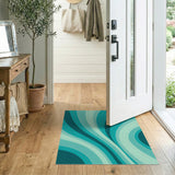 Teal Wave Abstract No. 3 Area Rug