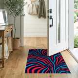 Swirling Red and Teal Abstract Wave Area Rug