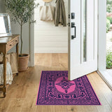Pink Navy Ornate Persian Border Area Rug