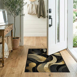 Gold and Silver Gold Swirl Geometric Area Rug