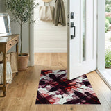 Abstract Red Black Brushstroke Floral Area Rug