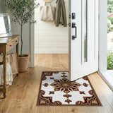 Ornate Maroon Gold Medallion Area Rug