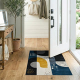 Modern Geometric Navy Gold Abstract Area Rug