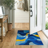 Blue Wave Abstract Area Rug