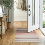 Modern Pink Gray Striped Area Rug