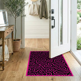Bold Pink Wave Abstract Area Rug