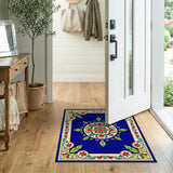Navy Blue Persian Floral Medallion Rug