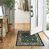 Ornate Navy Floral Vine Persian Area Rug