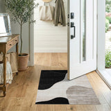 Black White Abstract Organic Shapes Rug