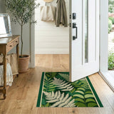 Green Lush Fern Grove Green Area Rug
