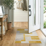 Bold Yellow Geometric Block Area Rug