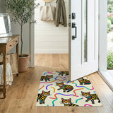 Playful Cartoon Striped Cats Pattern Area Rug