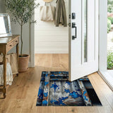 Distressed Blue Industrial Wall Area Rug