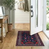 Navy Red Geometric Traditional Persian Rug