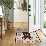 Cute Brown Bear Alphabet Kids Area Rug