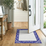 Blue and Teal Traditional Persian Navy Blue Ornate Persian Border Rug