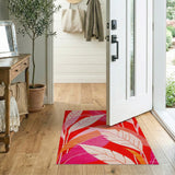 Vibrant Red Leaf Abstract Area Rug