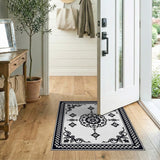 Mandala Ornate Black White Persian Mandala Rug