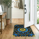 Radiant Blue Gold Starburst Persian Area Rug