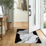 Black White Gold Marble Area Rug