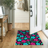 Vibrant Pink Cyan Floral Area Rug