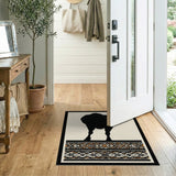 Black Bison Silhouette Heritage Tribal Rug