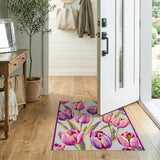 Vibrant Pink Tulip Floral Area Rug