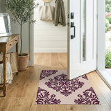 Floral Vintage Purple Elegant Purple Damask Floral Area Rug