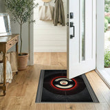 Geometric Modern Red Vinyl Record Geometric Area Rug