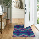 Blue Teal Geometric Star Area Rug