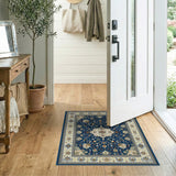 Navy Blue and Teal Navy Persian Medallion Area Rug