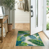 Tropical Green Palm Monstera Leaf Area Rug