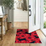 Festive Red Reindeer Silhouette Area Rug
