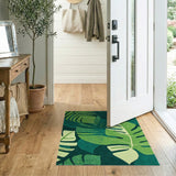 Green Vibrant Monstera Leaf Green Area Rug