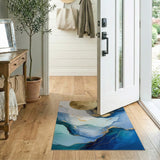 Golden Sun Abstract Blue Teal Area Rug
