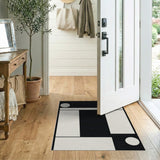 Bold Black White Geometric Abstract Rug