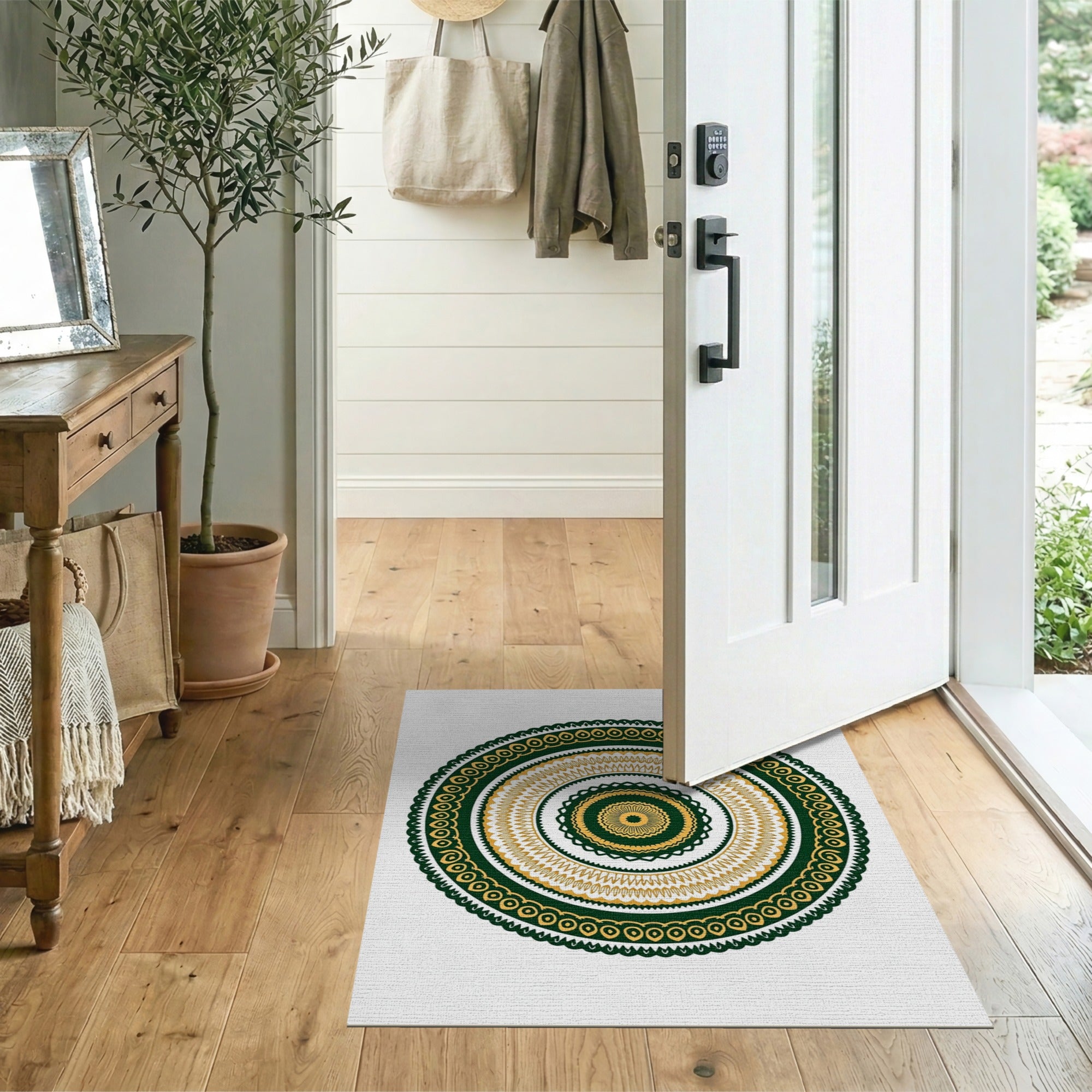 Intricate Green Mandala Round Area Rug