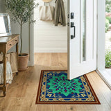 Emerald Peacock Mandala Oriental Rug