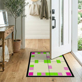 Symmetrical Green Pink Geometric Area Rug
