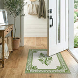 Ornate Green Leaf Vine Area Rug