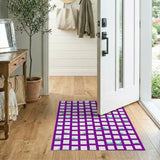 Purple Grid Teal Wave Geometric Area Rug